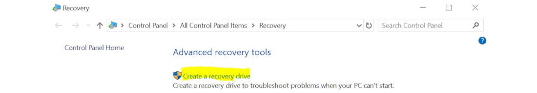 Create Recovery Drive