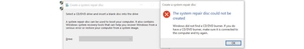 Windows 10 System Repair Disc Error